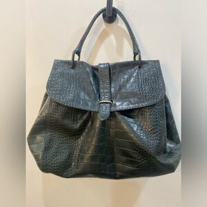 MARNI Green Leather Tote Bag